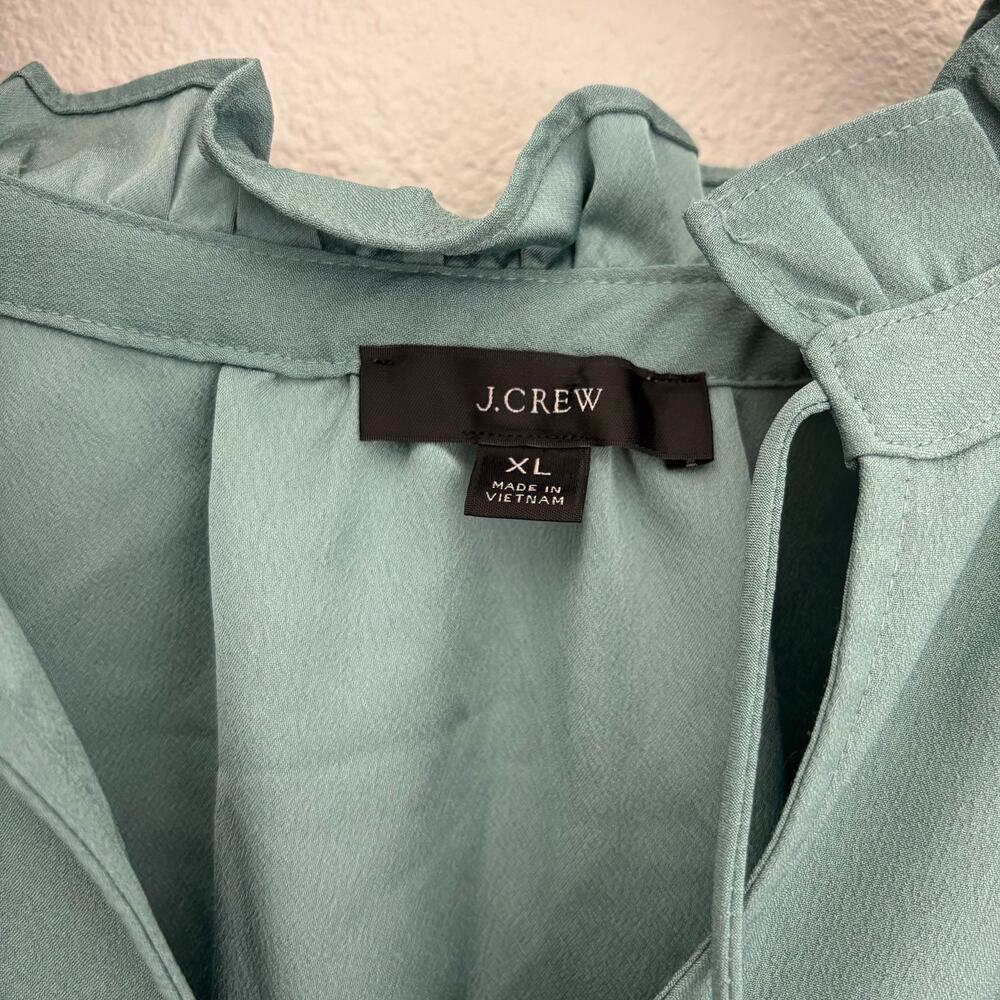 J. Crew Long Sleeve Ruffle Blouse Size XL Blue - Picture 4 of 8